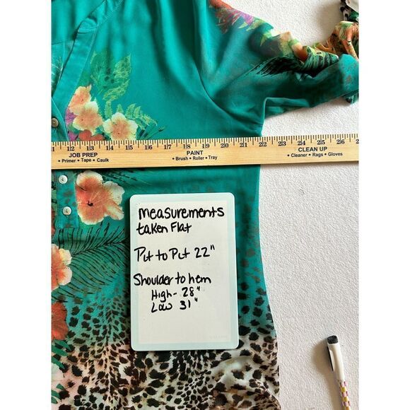 Soft Surroundings Tropical Animal Print Shirt Popover Tunic 1/2 sleeve rollup L - Picture 7 of 7